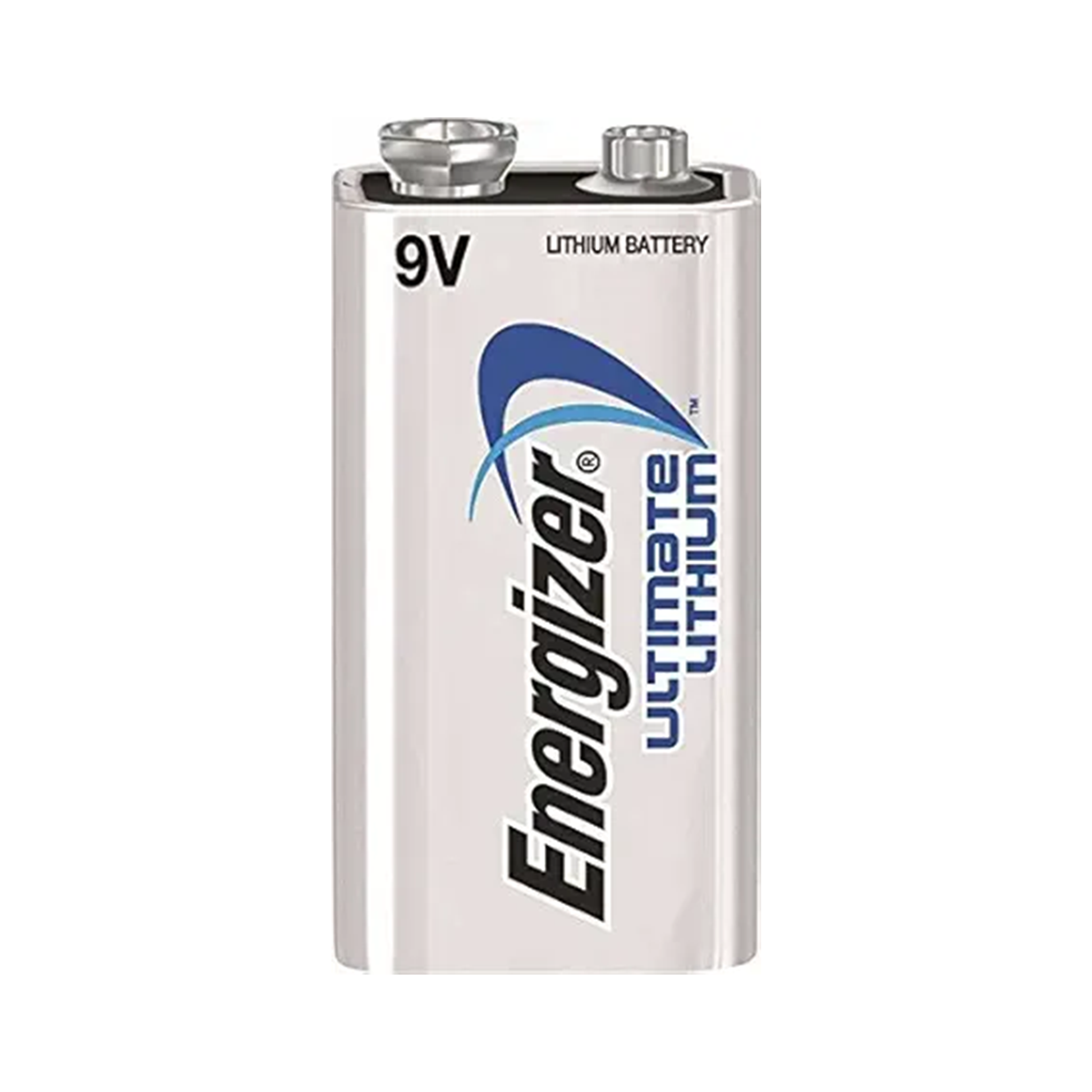 9V Energizer lithium battery on a white background